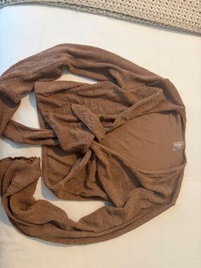 Monday Swimwear Ribbed Strapless Bikini Top in Taupe